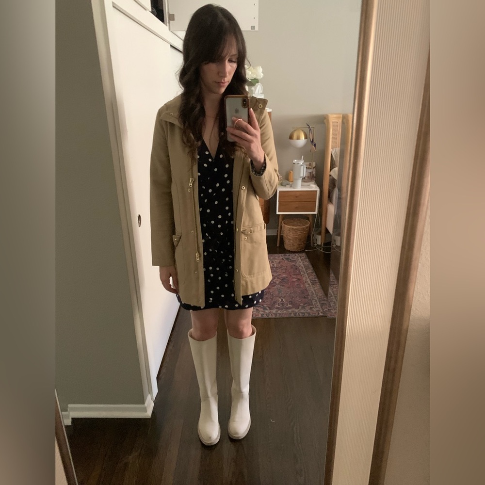 J. Crew Hooded Beige Coat